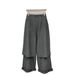 Striped Wide Leg Pants With Layered Waist Design - Elastic High Waist Trousers With Ruffle Detail Functional Side Pockets_ecoleips.com