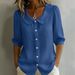 Women's Summer Style Loose V Neck Linen Shirt Short Sleeve European And American Cross Border Design Niche Commuter Blouse_ecoleips.com