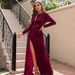 Women's Clothing Velvet Turtleneck Sexy Evening Dress_ecoleips.com