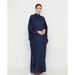F271 Foreign Trade Supply Cross-border Solid Color Stand-up Collar Batwing Sleeve Middle East Dubai Loose Plus-size Robe_ecoleips.com