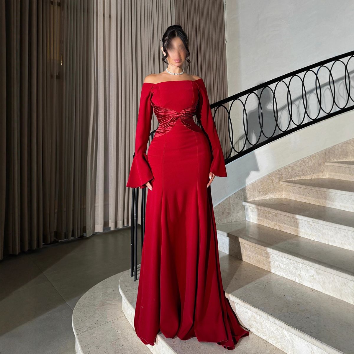 Elegant Red Pleated Evening Gown – Sexy High-Low Hem Party Dress For Women (S-XXL, Polyester)_ecoleips.com