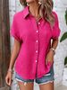 Women's Clothing Summer New Shirts Women's Casual Solid Color Wrinkled Bat Sleeve Button Shirts For Women_ecoleips.com