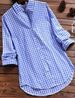 Women's Loose Plaid Shirt Long Sleeved Retro Pocket Top Casual Thin Polyester Blouse For Summer_ecoleips.com