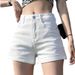 White Denim Shorts For Women, Autumn And Winter 2024 New Style, High-waisted, Slimming, Loose, Wide-leg, Trendy A-line_ecoleips.com