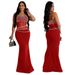 Women's Clothing Suspenders Solid Color Straight Tribute Stitching Polyester Mesh Hot Diamond Evening Dress Hip Dress Female_ecoleips.com
