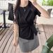 Design Sense Twisted Split Pure Cotton Short Sleeve T-Shirt For Women, Summer Korean Style Irregular Waist-Slimming Stra_ecoleips.com