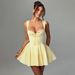 2025 Spring New Sleeveless Lace Splicing Spice Slip Dress Slim Backless Ballet Pompadour Dress V-neck High-waisted Mini Dress_ecoleips.com