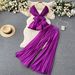 High-End Elegant Fashion Set For Women Summer Pleated Sleeveless Chiffon Blouse + High-Waisted Wide-Leg Pants Two-Piece_ecoleips.com