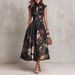 Women's Clothing Style Women's Sleeveless Long Dress Black Digital Print With 3D Flowers Slim Fit Design For Formal & Casual_ecoleips.com