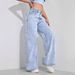 European And American Fashion Women's Wide-leg High-waisted Straight Versatile Trendy Pants, Cross-border Denim Jeans_ecoleips.com