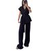 European And American Fashion Casual Suit Sleeveless Oversize Lace Up Cardigan High Waist Trousers Suit_ecoleips.com