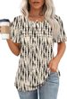 OFEEFAN Womens T Shirts Short Sleeve Tops Dressy Casual Blouses Spring Summer Outfits Flowy Pleated Front Scooped Neck_ecoleips.com