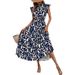2026 European And American Women's Summer New Fashion Ruffled Flutter Sleeve Tie-Back Printed Fairy_ecoleips.com