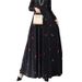 Women's Casual Fashion Dress in Stock Leaf And Polka Dot Print Long Sleeved Bohemian Style Full Skirt Cross Border_ecoleips.com