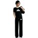 Women's Summer Casual Sportswear Two Piece Set Trendy Street Style Lazy Style Short Sleeved T-Shirt And Wide Leg Pants 6002 Print_ecoleips.com