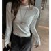 Korean Style Women's Long Sleeve Top Round Neck Base Layer Lace Patchwork Straight Shoulder T-Shirt For Spring Autumn_ecoleips.com
