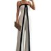 Voya Recommend! Women's 2026 Summer New Suspender Waist Cinching Slim Fit Contrasting Color Dress And Pants Set_ecoleips.com