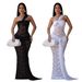 Fashion Women's Sexy Lace Off-Shoulder Ribbon Bodycon Dress Elegant Casual Maxi Dress for Women_ecoleips.com