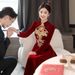 Exquisite Embroidered High-Collar Cheongsam – Elegant Long Red Qipao For Wedding Banquet & Reception_ecoleips.com