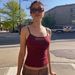 Summer Slim Fit Women's Camisole Top Sleeveless Sexy Low Neck Striped Print Style_ecoleips.com
