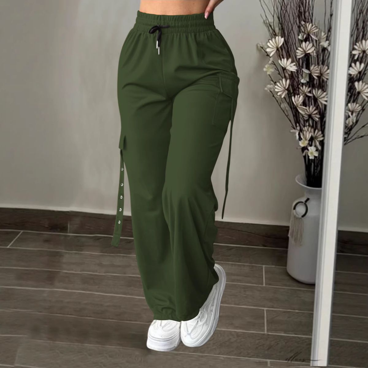 Women's Loose Straight Leg Trousers Multi Pocket Versatile Cargo Pants American Style Street Fashion_ecoleips.com