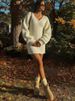 JULISSA MO Knitted Sexy V-neck Mini Dress Women Apricot Long Sleeve High Waist Dress Female Winter Loose Casual Party Streetwear_ecoleips.com