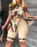 Women's Clothing New Color Matching Oblique Shoulder Short Sleeve Casual Suit_ecoleips.com