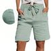 Summer High-Waisted Women's Shorts with Pockets Double Layer Pleated Cotton Drawstring 5-Point European American Style_ecoleips.com