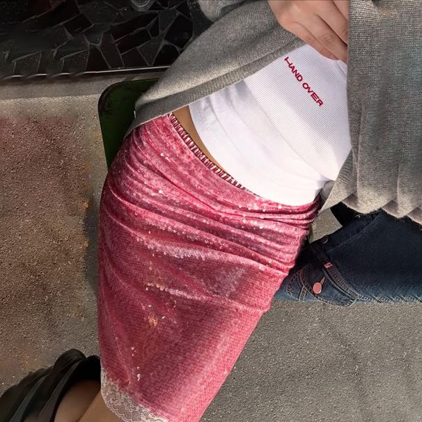 Verve Selling New Women's Sequin High Waist Sexy Hot Girl Nightclub Style Slim Fit Bodycon Short Skirt_ecoleips.com
