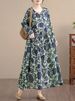 Cotton Long Sleeve Print Vintage Dresses Women Casual Loose Long Dress Office Lady Vestidos Elegant Clothing Spring Autumn 2025_ecoleips.com