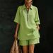 Short Sleeve T-Shirt And 5-Point Shorts Two-Piece Set, Relaxed Fit Drop Shoulder Womens Casual Outfit, Minimalist Summer Wear_ecoleips.com