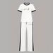 Women's Summer Fashion Two Piece Set Letter Print Crew Neck Short Sleeve Top And Sweatpants Color Block Casual Outfit_ecoleips.com
