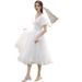 White Formal Registration, Suitable Everyday Wear, Elegant V-neck French-style For Birthday Parties, Light Wedding Dress_ecoleips.com