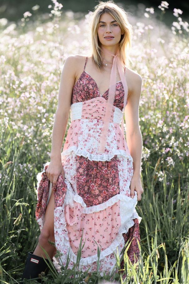 2026 European And American Women's Clothing Sleeveless Strap Digital Print Long Patchwork Dress_ecoleips.com