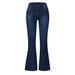 Women's Washed Denim Jeans With Button Pockets Button Detailing Casual Trousers_ecoleips.com