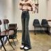 Cement Gray Flared Jeans Women, Spring And Autumn 2024 New Style, High-waisted, Slim-fit, Stretchy Bell-bottom Pants For_ecoleips.com