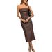 High-Slit PU Leather Bodycon Dress – Strapless Sleeveless Bandage Dress For Night Out & Club (Burgundy/Tan/Black, S-L)_ecoleips.com
