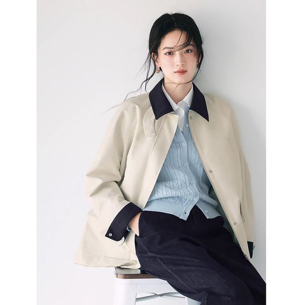 Minimally Contrasting Khaki Design With A Sense Of Small Stature, Short Windbreaker, Women's Coat, 2025 Spring New Item_ecoleips.com