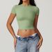Women Yoga T-Shirt Sports Gym Cropped Tops Gym Training Shirt Fitness Short Sleeve Yoga Running Workout Tracksuit Short Sleeved_ecoleips.com