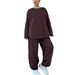 Women's Clothing Autumn And Winter Women's Casual Solid Color Round Neck Long Sleeve Pocket Sports Suit Sweater Loose_ecoleips.com