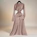 Elegant Metal Buckle Waist-Defining Dress - Slimming Knitted Maxi Dress With Lace Detailing For Women, Autumn Winter Fashion_ecoleips.com