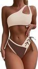 Women's Clothing Two Piece Set One Shoulder Tie Bikini_ecoleips.com