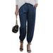 Suitable For All Seasons 2024 New High-Waisted Drawstring Cuffed For Women, Solid Color Versatile Elegant Long Casual Pants_ecoleips.com