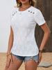 Women's Summer Elegant Solid T Shirt Casual Office Lady O Neck Shirt Button Fashion Female Tops_ecoleips.com
