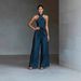 New Women's Elegant One-Shoulder Wide Leg Pants Bow Waist Design European American Style Jumpsuits Rompers_ecoleips.com