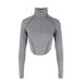 AC437 Hot Girl Tight-Fitting Half-Turtleneck Base Shirt Women's Long-Sleeve T-Shirt Autumn/Winter Vintage Zipper_ecoleips.com