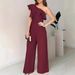 Cross-border European American Fashion Women's Jumpsuit With One-shoulder Ruffle Design And High Waist_ecoleips.com