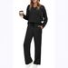 2026 Spring And Autumn Commuting Suit Women's Long-Sleeve Drawstring Solid Color Casual Pants Set Bestseller On_ecoleips.com