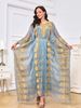 MT041 Moroccan Muslim Kaftan Embroidered Sequin Evening Two-Piece Set Dress_ecoleips.com