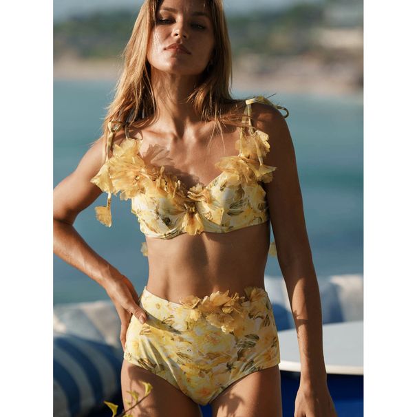Women’s Clothing Bikini New Style Small Fresh Floral High Waist Split Swimsuit Suit Female Hot Style_ecoleips.com